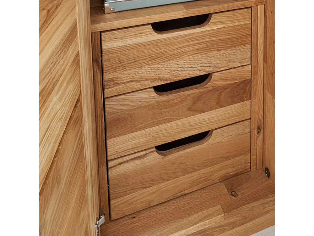 Wildeiche Kleiderschrank mit Spiegel massiv