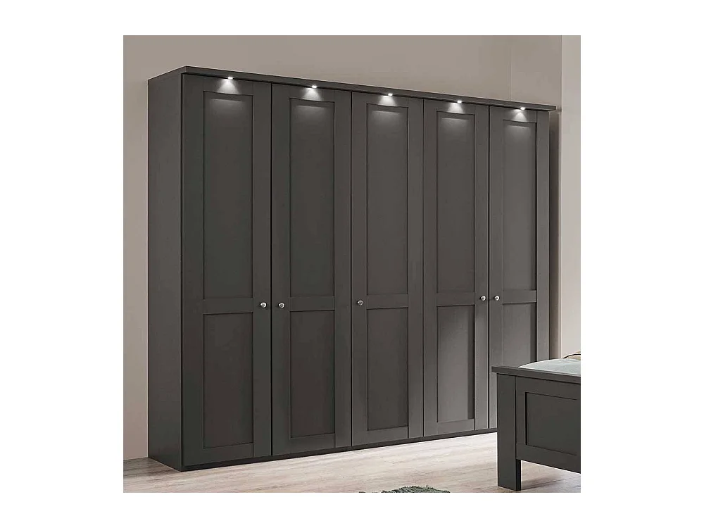 Dunkelgrauer Kleiderschrank im Landhausstil wahlweise mit LED Beleuchtung