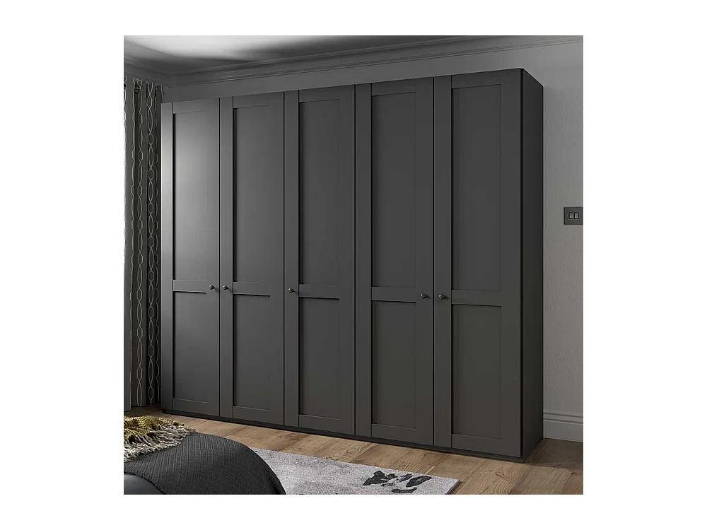Dunkelgrauer Kleiderschrank im Landhausstil wahlweise mit LED Beleuchtung