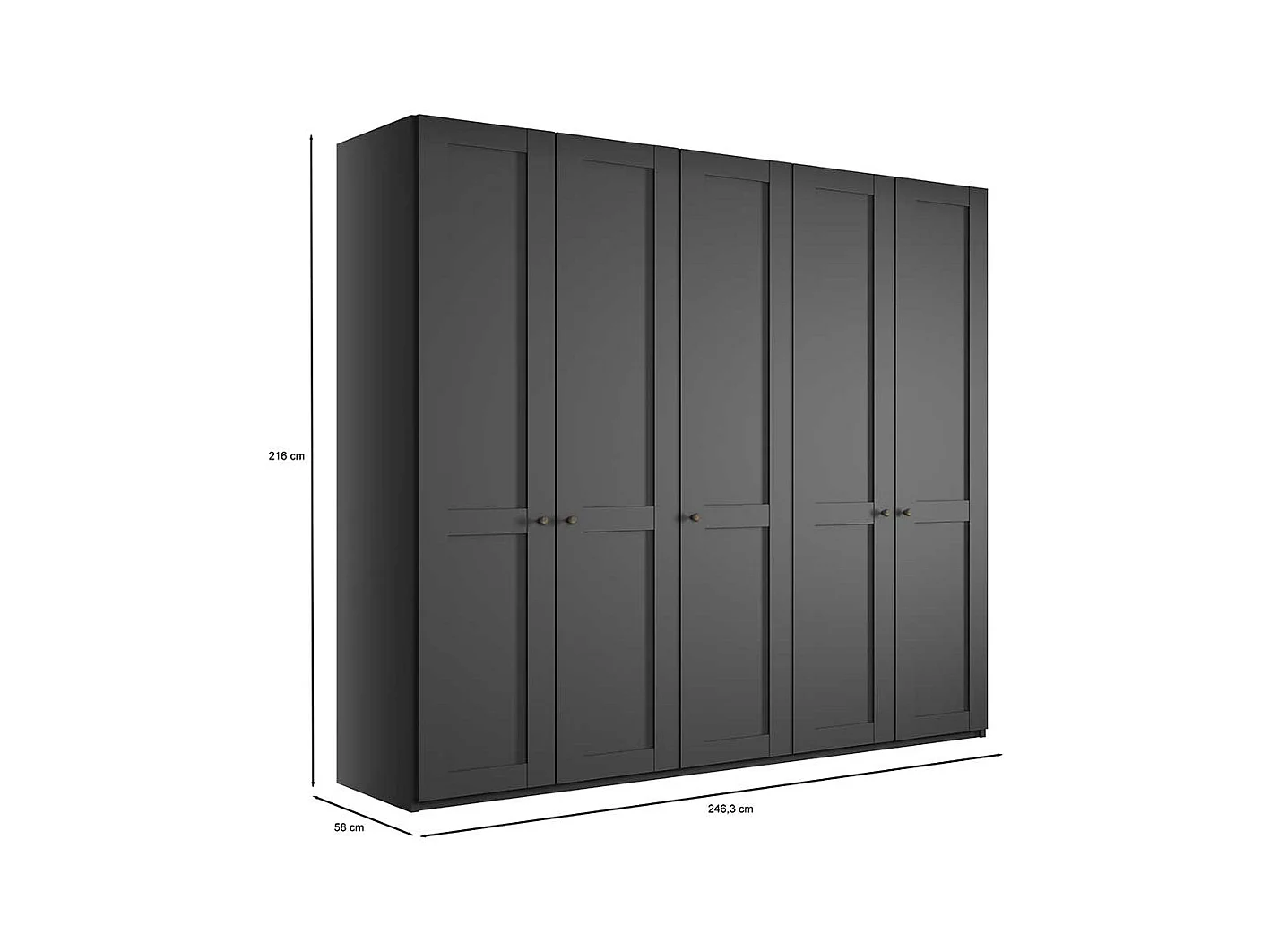 Dunkelgrauer Kleiderschrank im Landhausstil wahlweise mit LED Beleuchtung