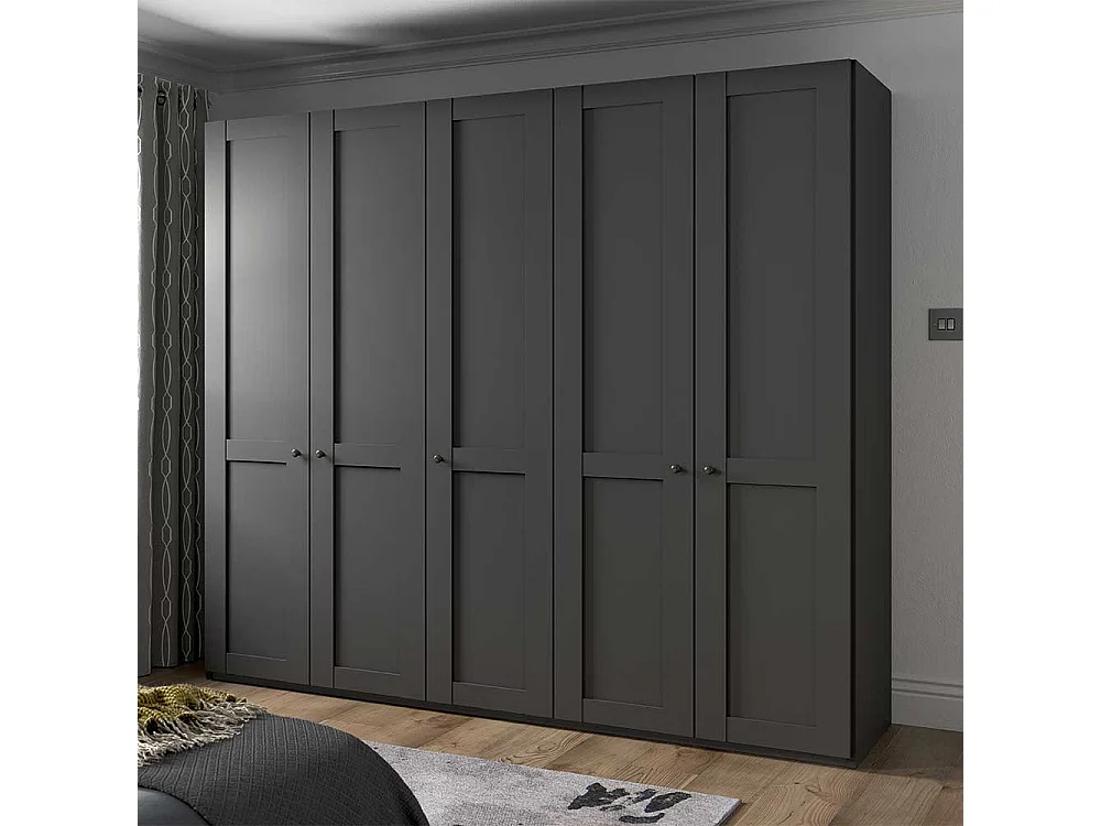 Dunkelgrauer Kleiderschrank im Landhausstil wahlweise mit LED Beleuchtung