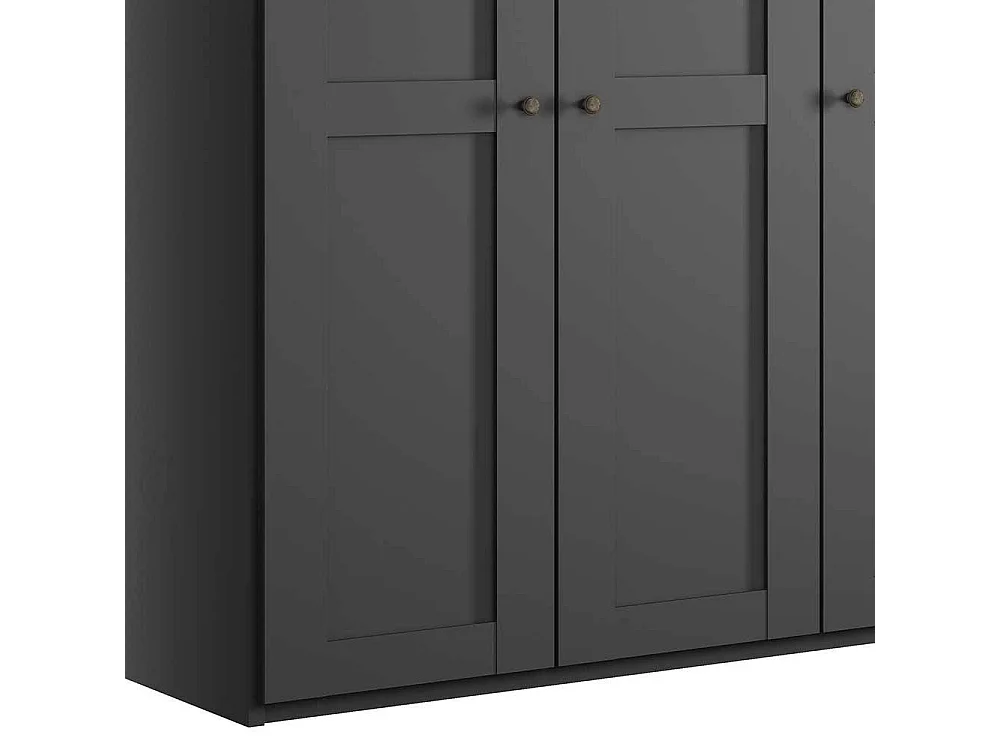 Dunkelgrauer Kleiderschrank im Landhausstil wahlweise mit LED Beleuchtung