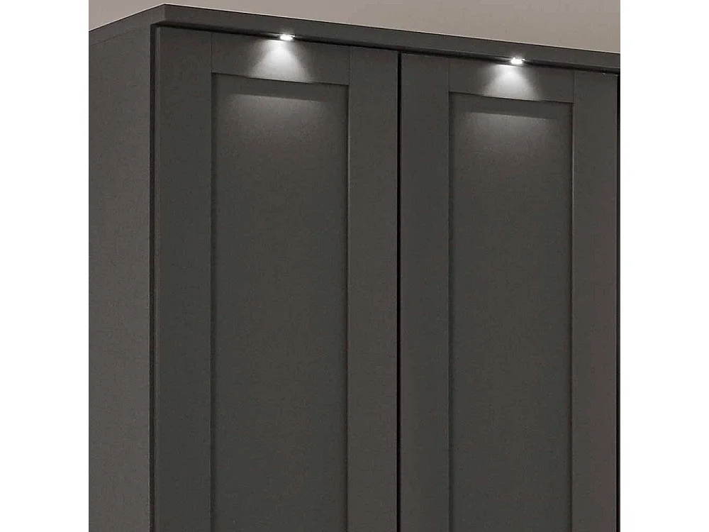 Dunkelgrauer Kleiderschrank im Landhausstil wahlweise mit LED Beleuchtung