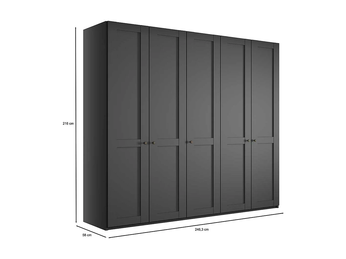 Dunkelgrauer Kleiderschrank im Landhausstil wahlweise mit LED Beleuchtung