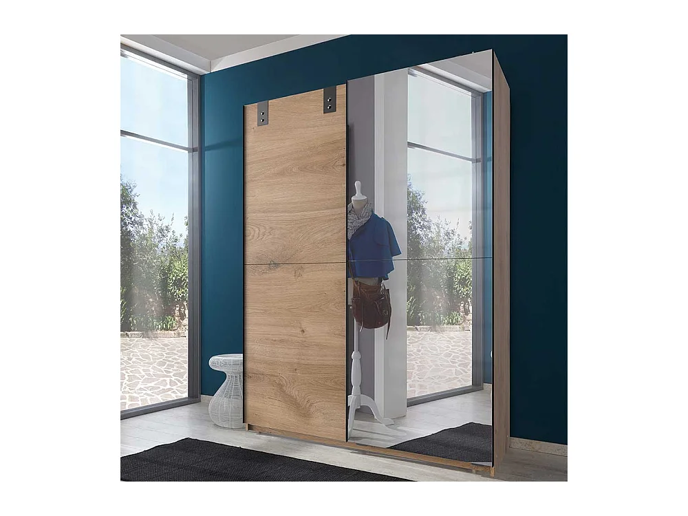 Schiebetürenschrank mit Spiegel im Industry und Loft Stil 135 cm breit