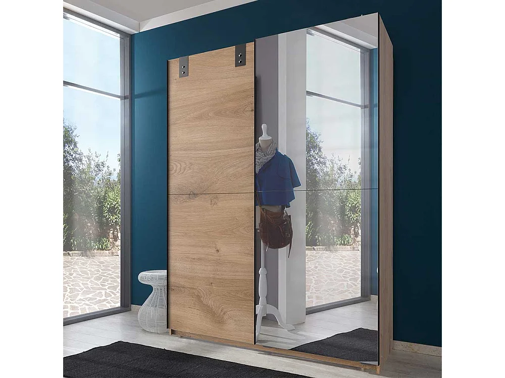 Schiebetürenschrank mit Spiegel im Industry und Loft Stil 135 cm breit