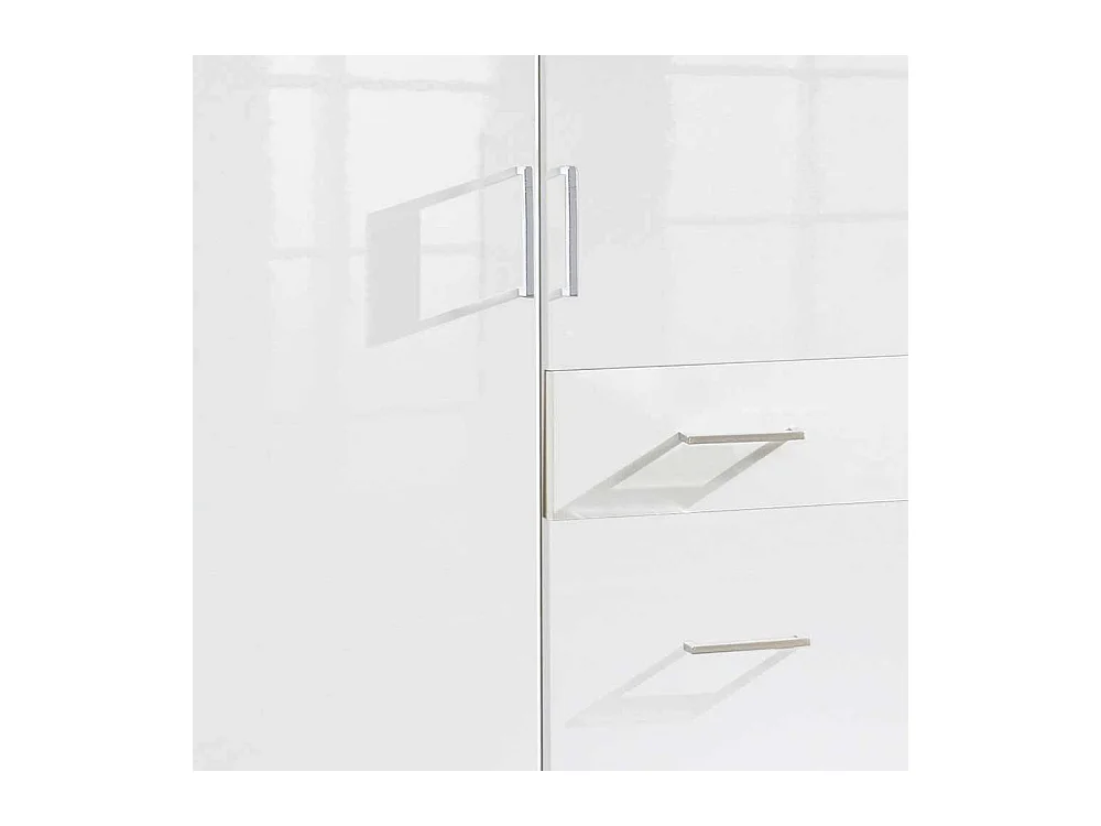 Jugend Kleiderschrank Weiß Hochglanz Front drei Schubladen