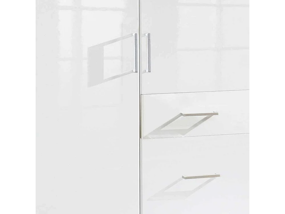 Jugend Kleiderschrank Weiß Hochglanz Front drei Schubladen