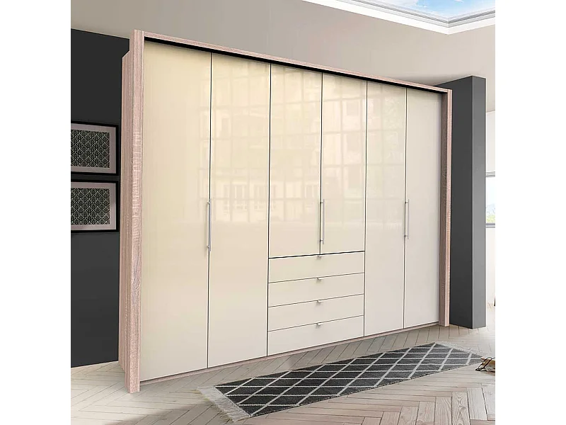 XXL Schlafzimmerschrank mit Falttüren vier Schubladen