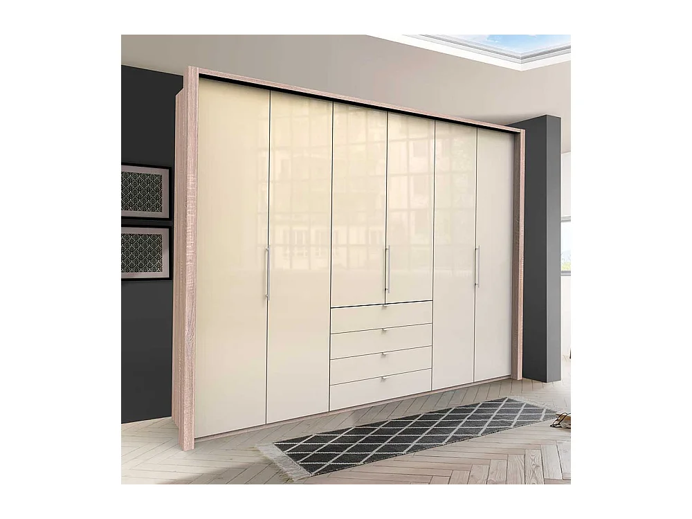 XXL Schlafzimmerschrank mit Falttüren vier Schubladen