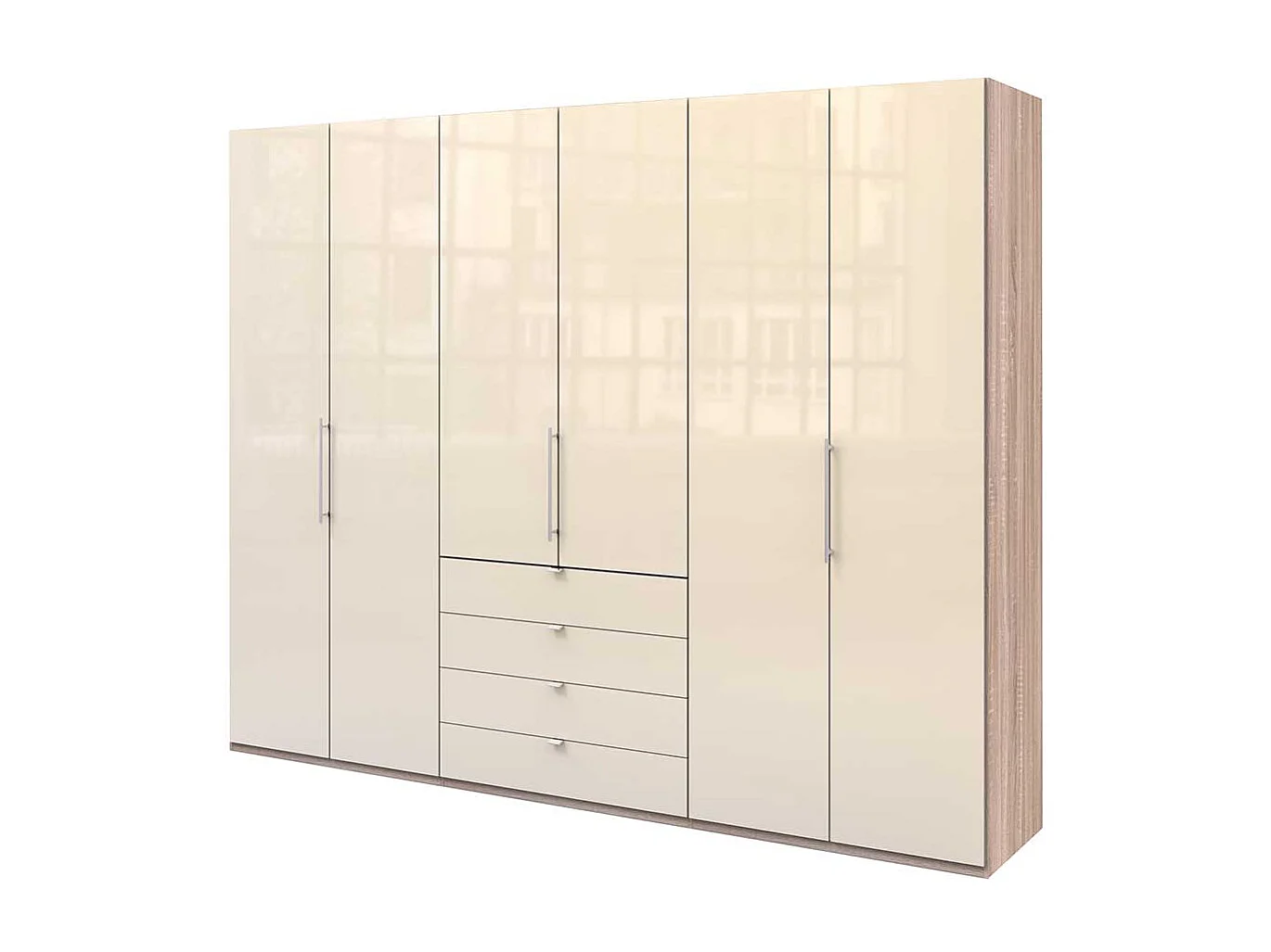 XXL Schlafzimmerschrank mit Falttüren vier Schubladen