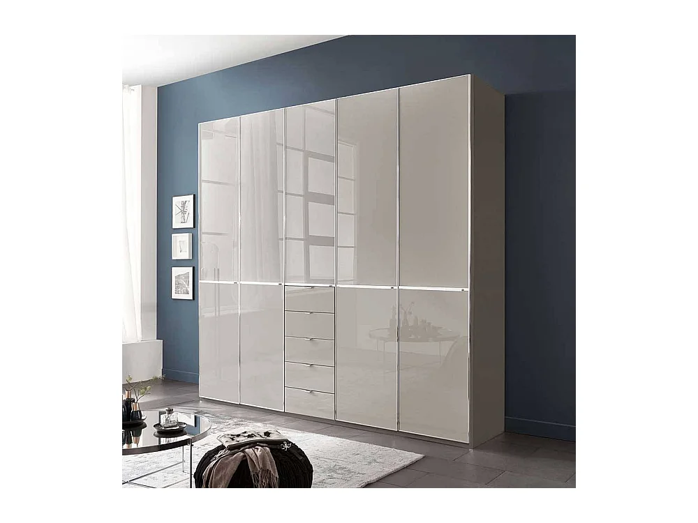 Kleiderschrank Schlafzimmerkleiderschrank mit fünf Schubladen in Hellgrau