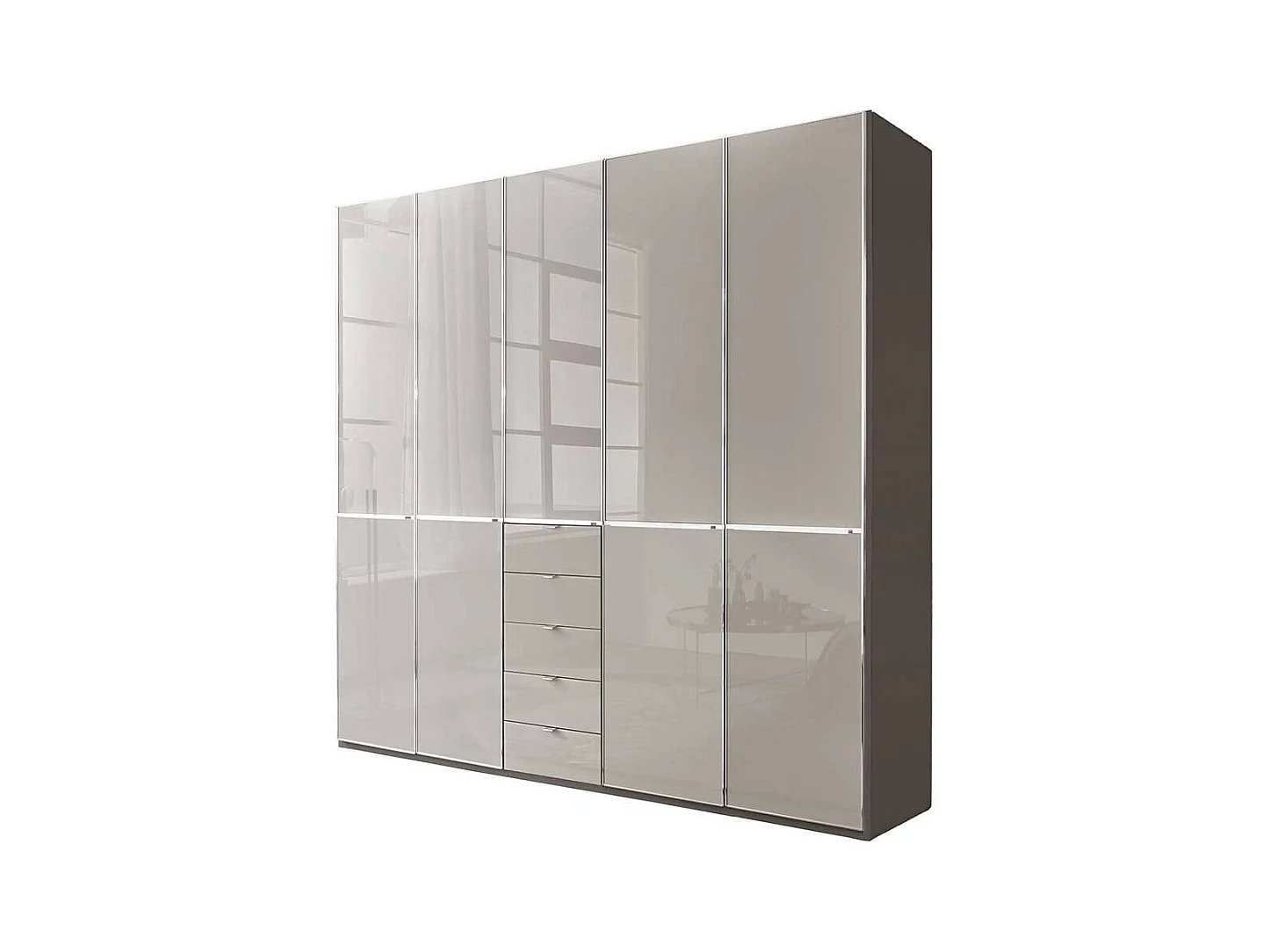 Kleiderschrank Schlafzimmerkleiderschrank mit fünf Schubladen in Hellgrau