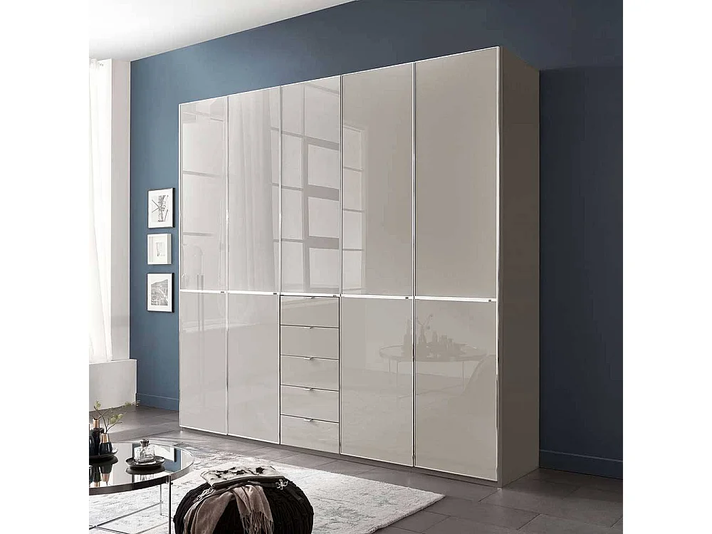 Kleiderschrank Schlafzimmerkleiderschrank mit fünf Schubladen in Hellgrau