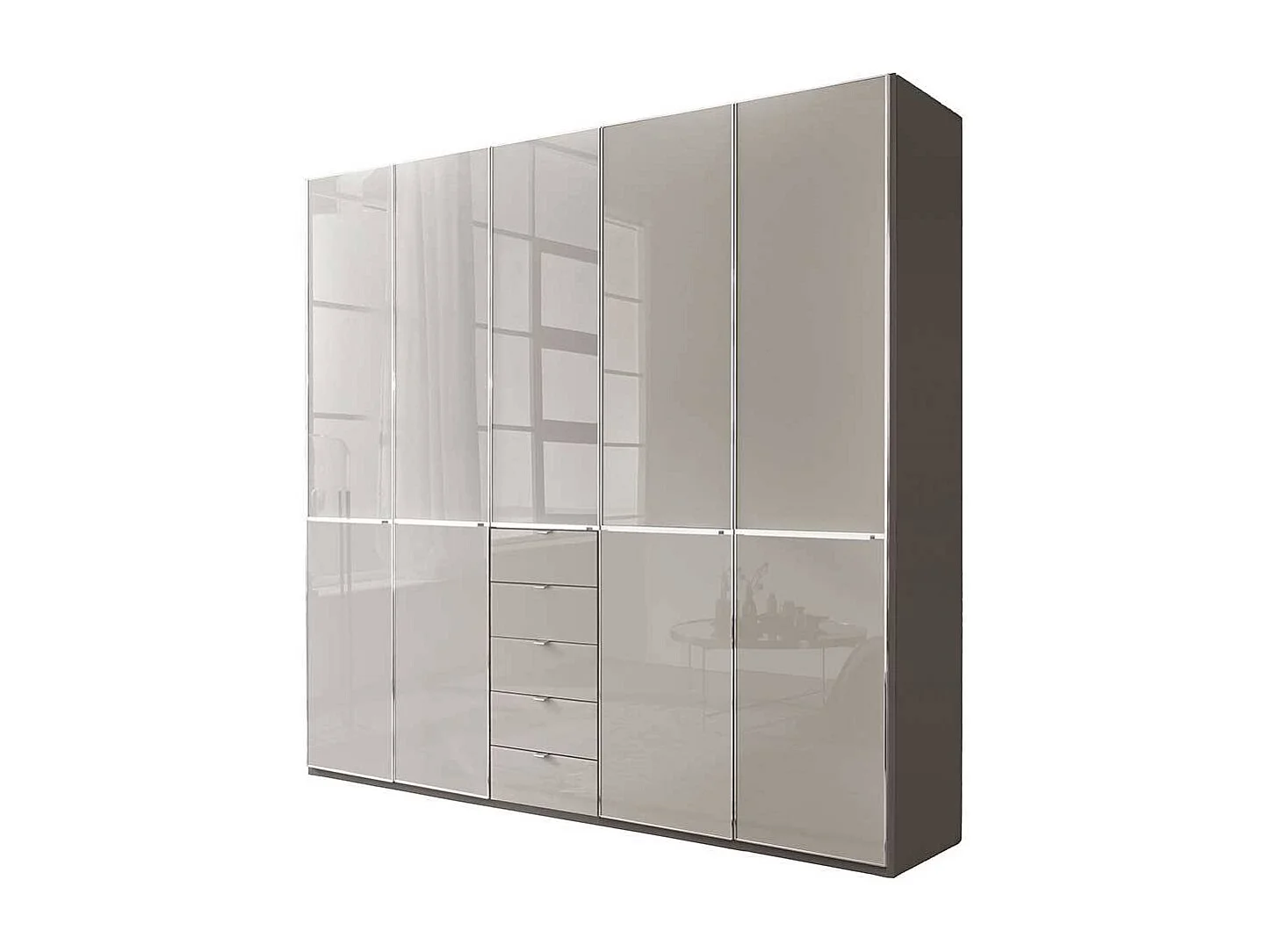 Kleiderschrank Schlafzimmerkleiderschrank mit fünf Schubladen in Hellgrau