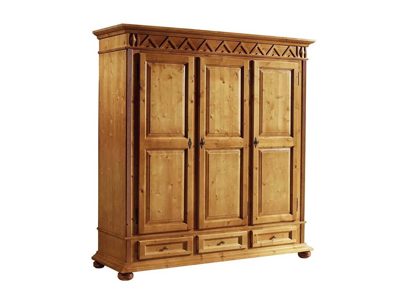 Schlafzimmer Kleiderschrank aus Fichte Massivholz antik lackiert