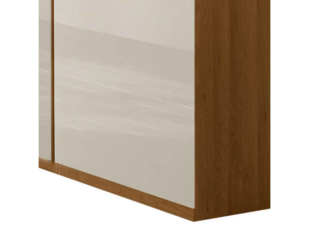Schlafzimmerschrank in Beige Glas beschichtet Eiche