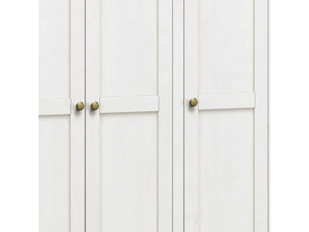 Kleiderschrank Kiefer Weiß Landhaus mit zwei Schubladen 185 cm hoch