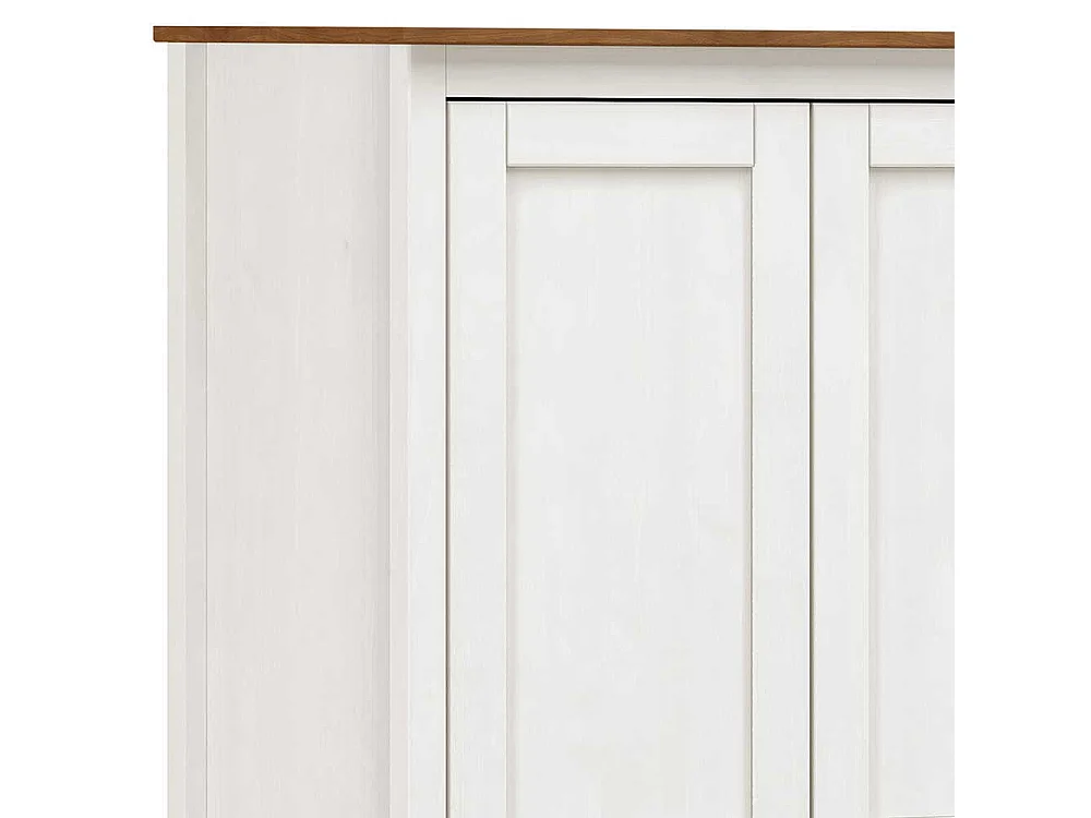 Kleiderschrank Kiefer Weiß Landhaus mit zwei Schubladen 185 cm hoch