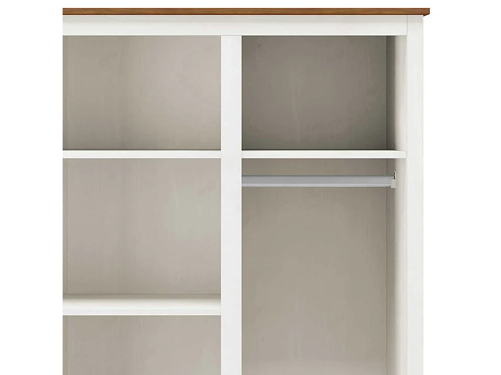 Kleiderschrank Kiefer Weiß Landhaus mit zwei Schubladen 185 cm hoch