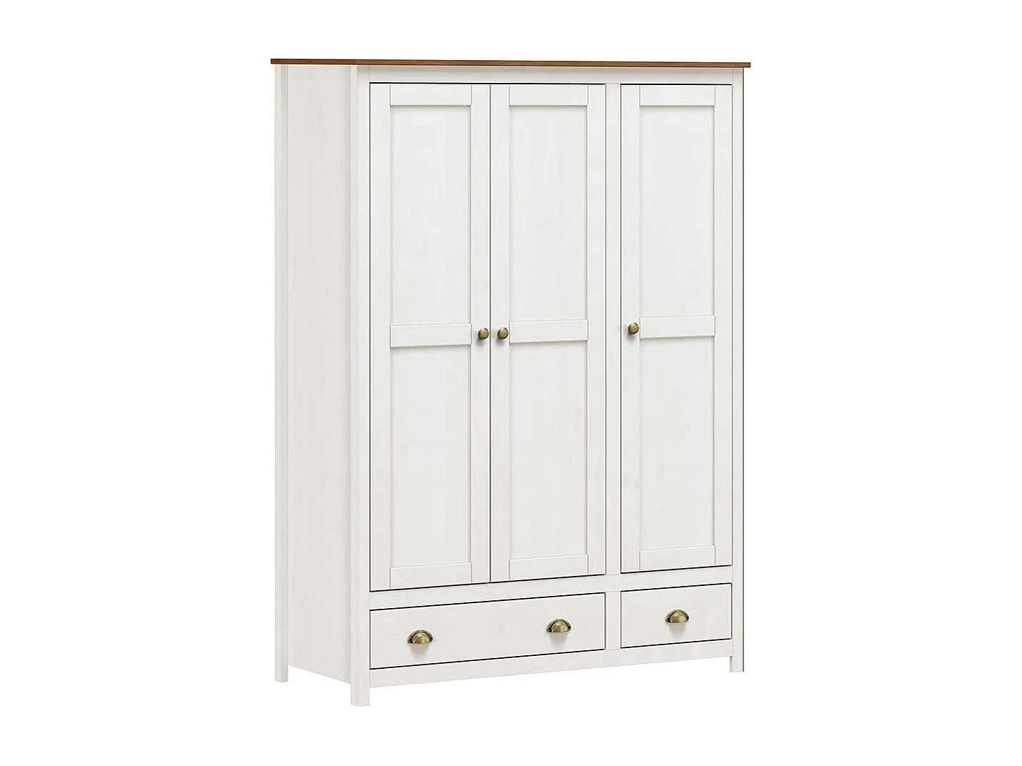 Kleiderschrank Kiefer Weiß Landhaus mit zwei Schubladen 185 cm hoch