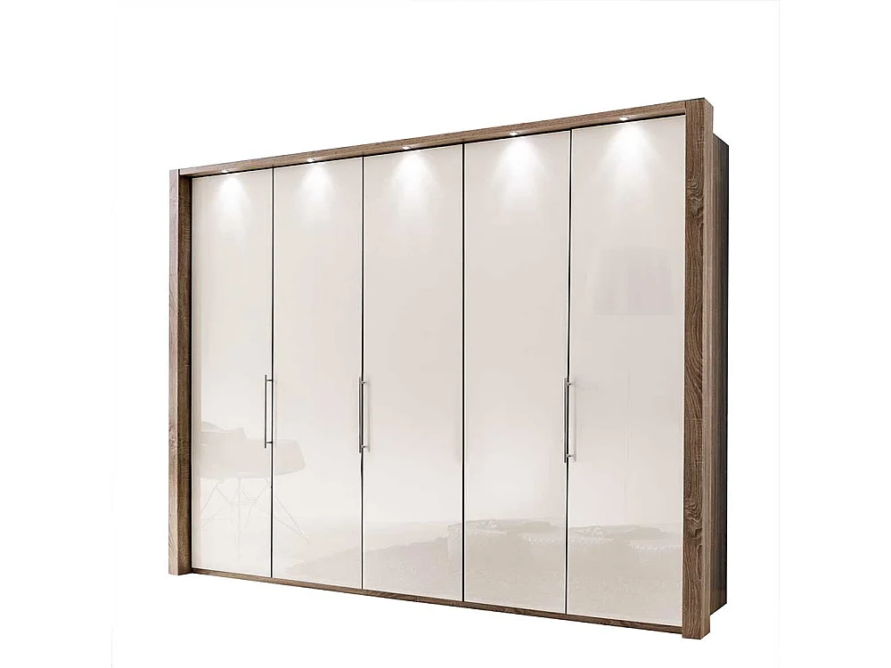 Moderner Kleiderschrank in Trüffel- und Eichefarben 3 türig