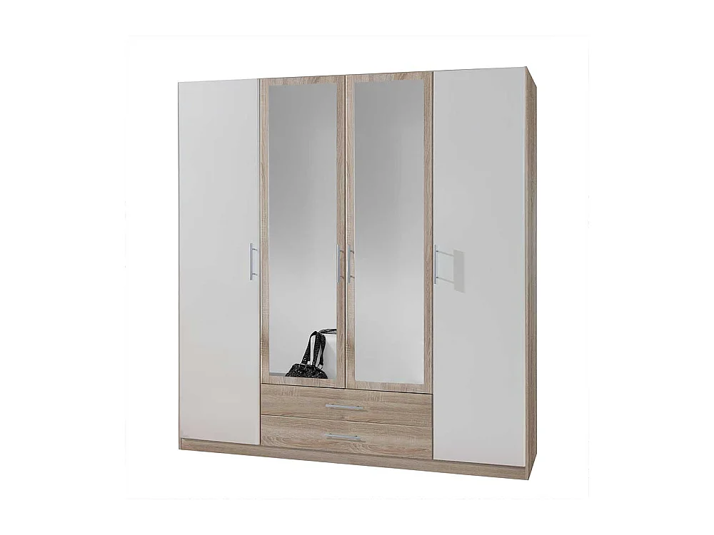 Kleiderschrank zweifarbig mit Spiegeltüren und Schubladen Made in Germany