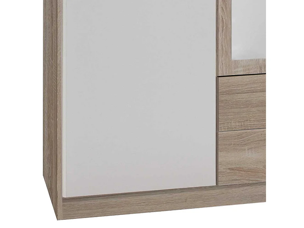 Kleiderschrank zweifarbig mit Spiegeltüren und Schubladen Made in Germany