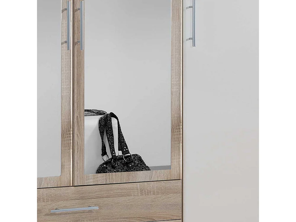 Kleiderschrank zweifarbig mit Spiegeltüren und Schubladen Made in Germany