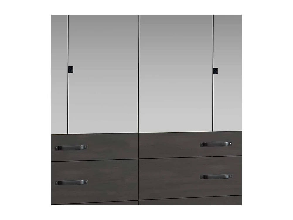 Kleiderschrank mit Spiegeln in Plankeneiche Holzoptik Schwarzgrau