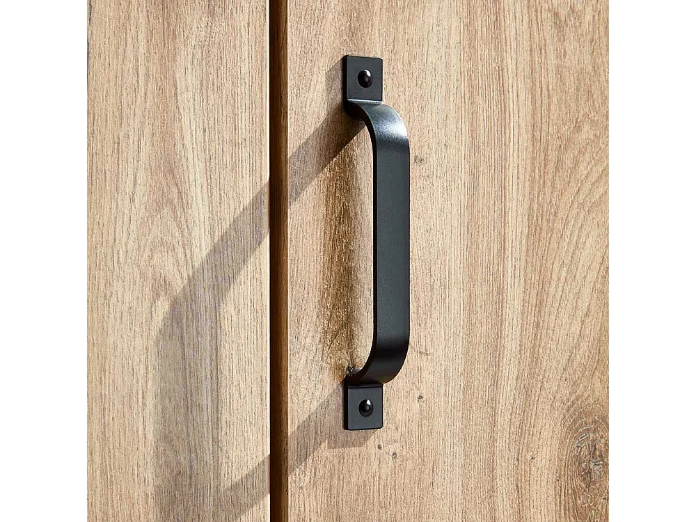 Kleiderschrank mit Spiegeln in Plankeneiche Holzoptik Schwarzgrau