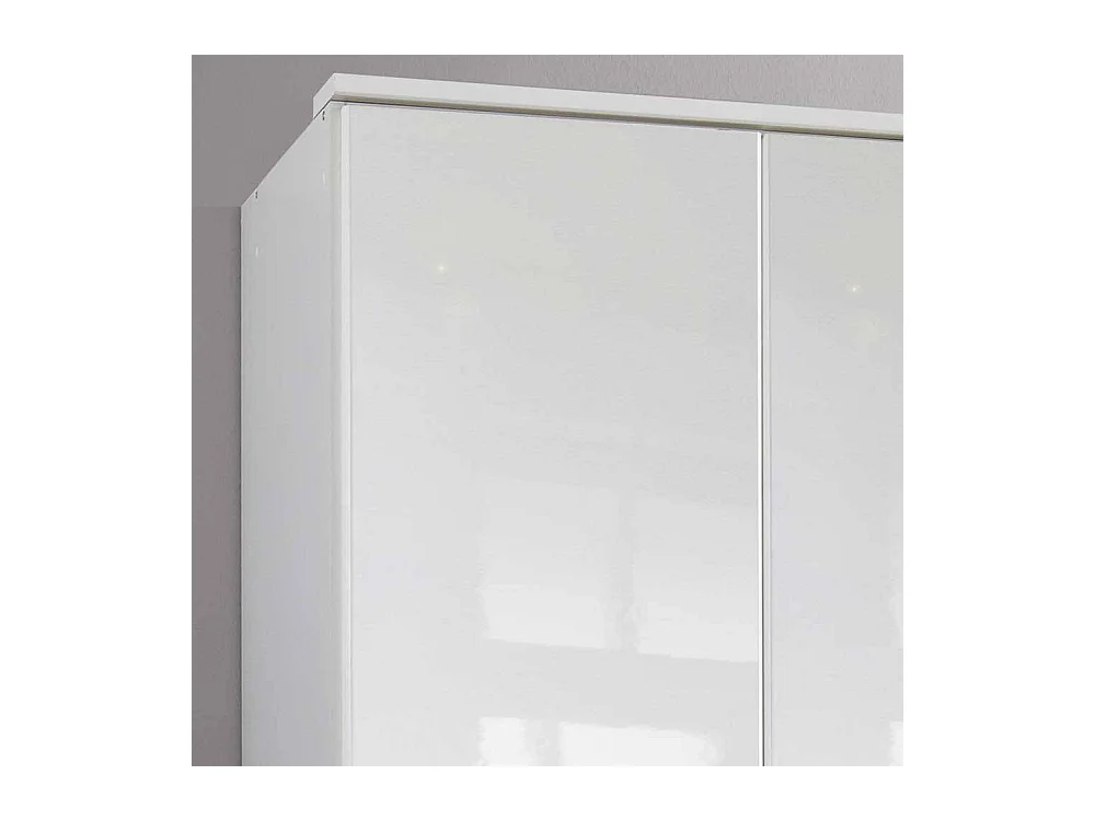 Hochglanzfront Kleiderschrank in Weiß zwei Drehtüren