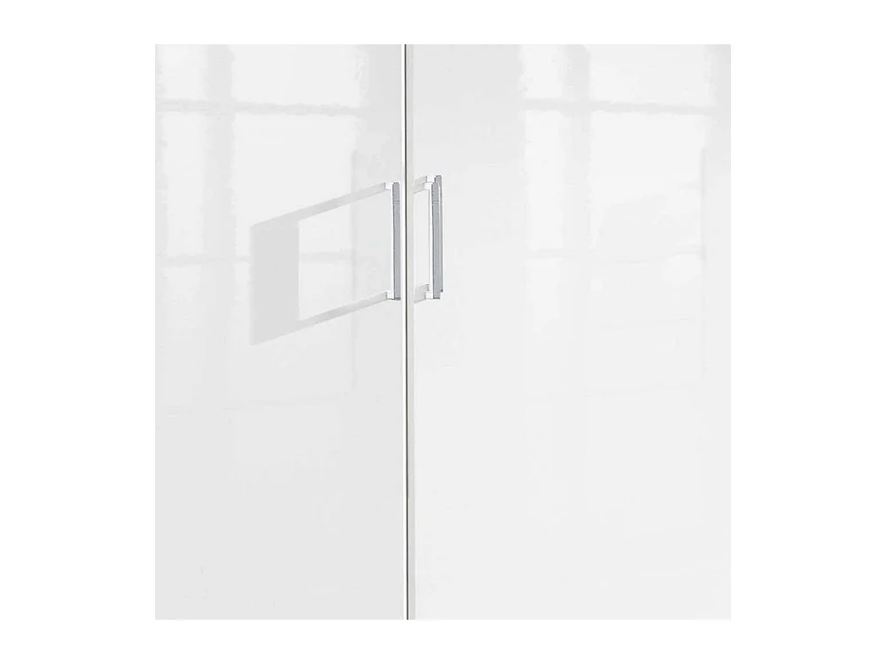 Hochglanzfront Kleiderschrank in Weiß zwei Drehtüren