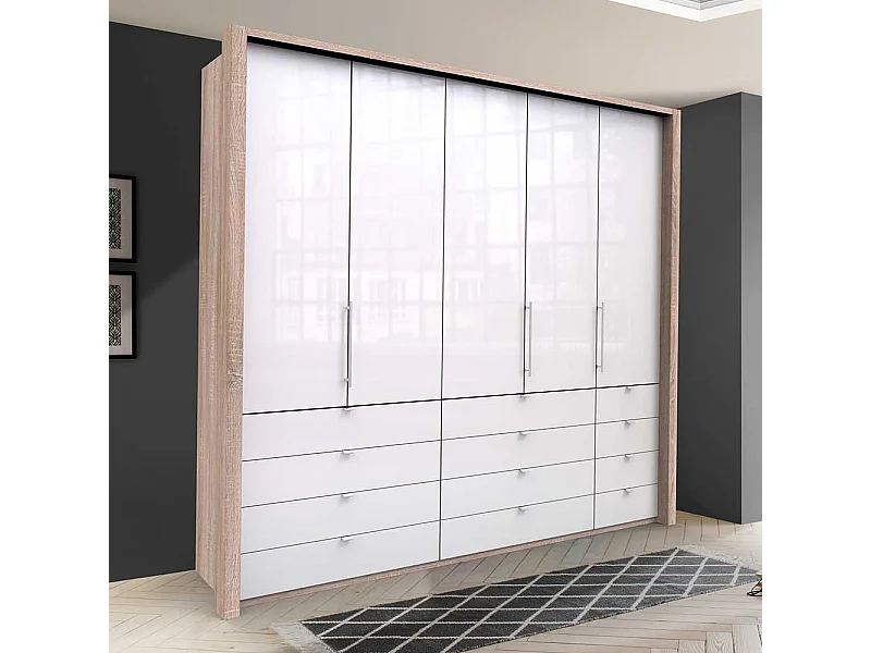 Kombi Kleiderschrank mit vielen Schubladen und Türen modern