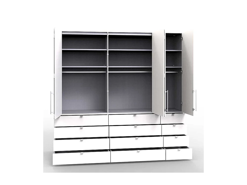 Kombi Kleiderschrank mit vielen Schubladen und Türen modern