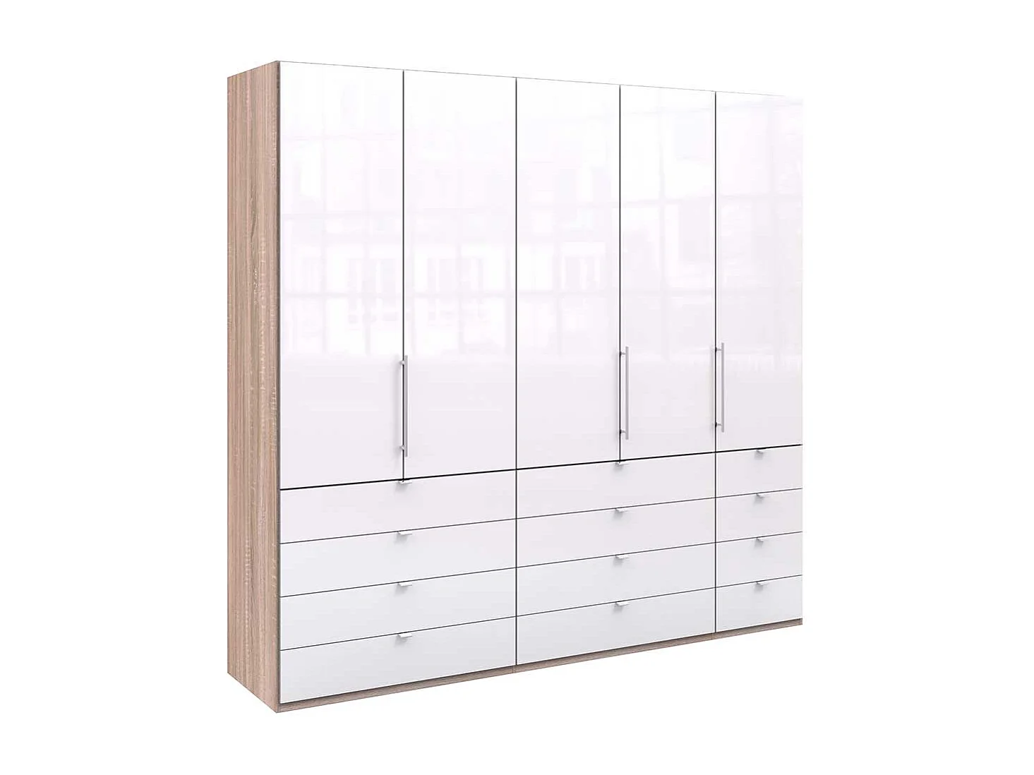 Kombi Kleiderschrank mit vielen Schubladen und Türen modern