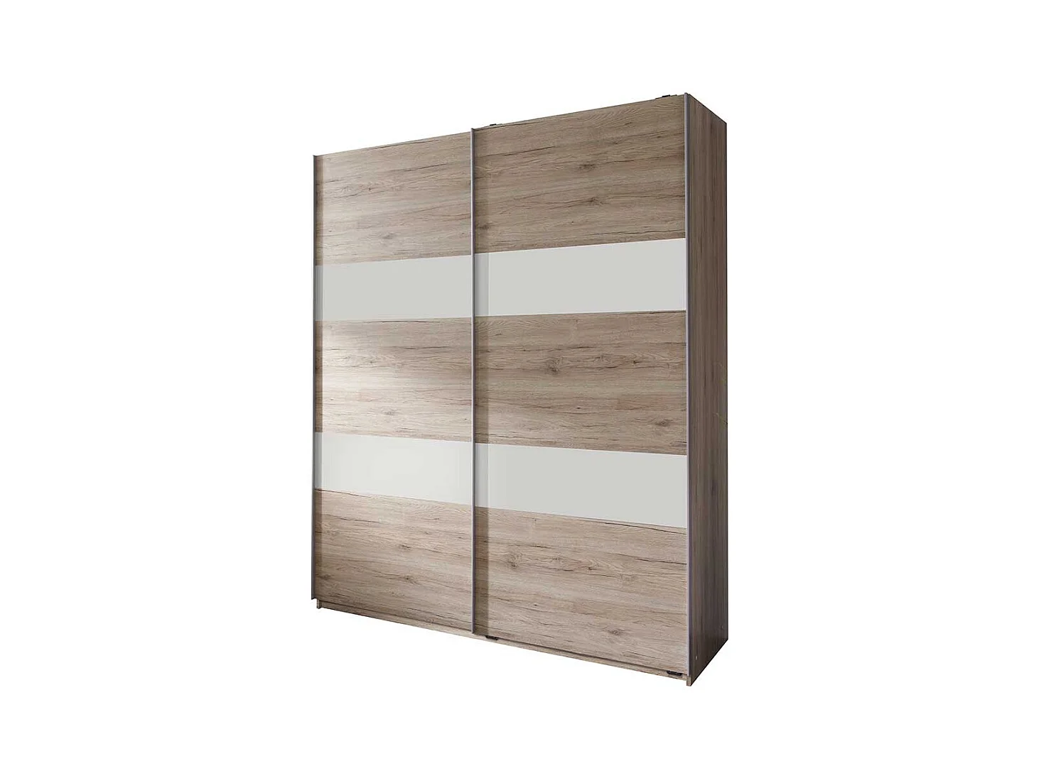 Schwebetürenschrank modern in Eiche San Remo und Weiß Made in Germany