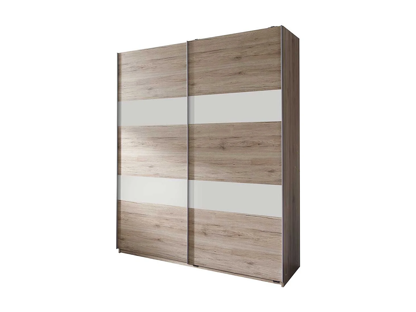 Schwebetürenschrank modern in Eiche San Remo und Weiß Made in Germany