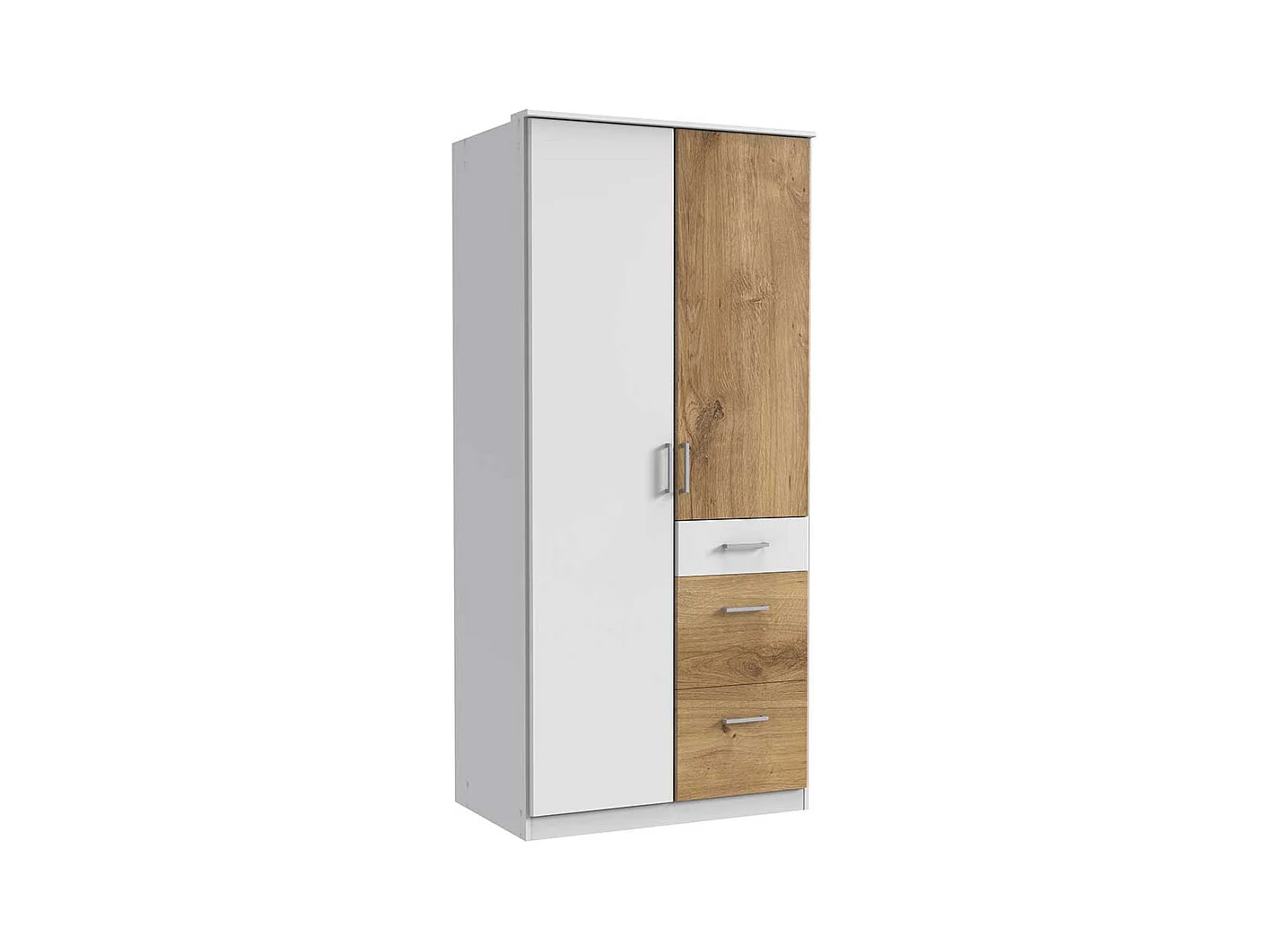 Kleiderschrank zweifarbig in modernem Design drei Schubladen