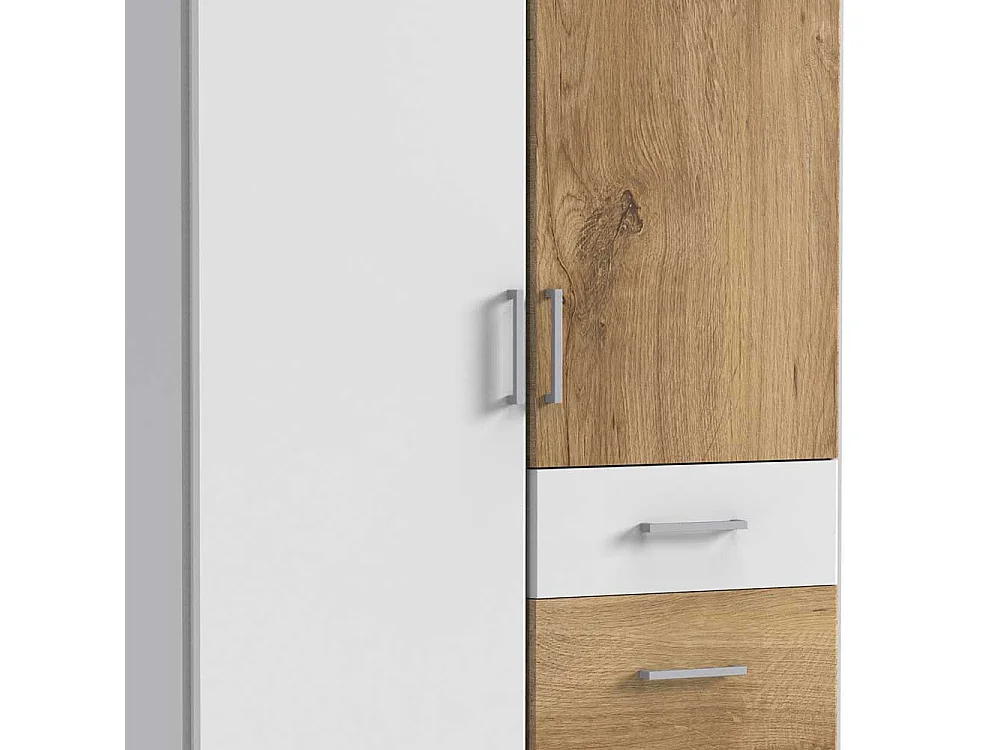 Kleiderschrank zweifarbig in modernem Design drei Schubladen