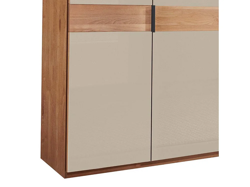 Drehtürenschrank Wäscheschrank in Erlefarben und Champagner