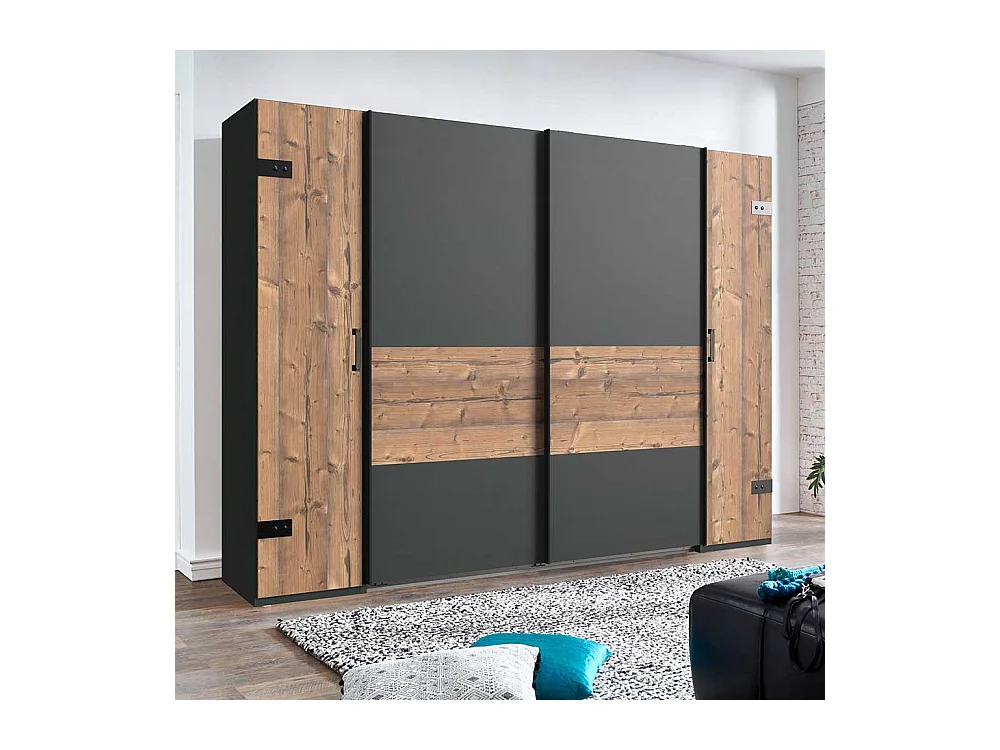 Schlafzimmerkleiderschrank Industrial mit Dreh- und Schiebetüren Made in Germany