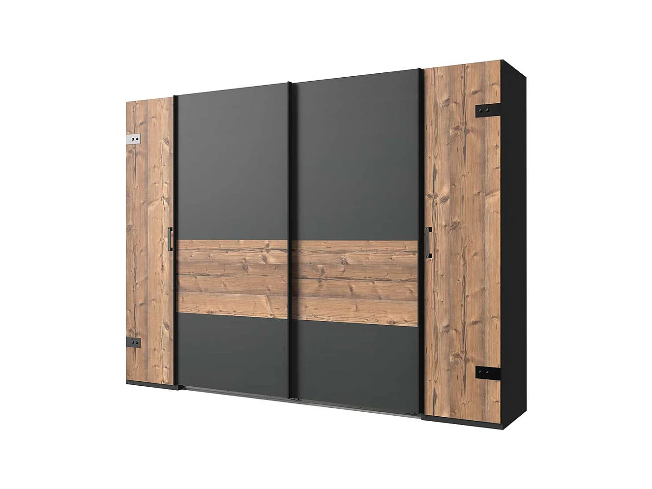 Schlafzimmerkleiderschrank Industrial mit Dreh- und Schiebetüren Made in Germany