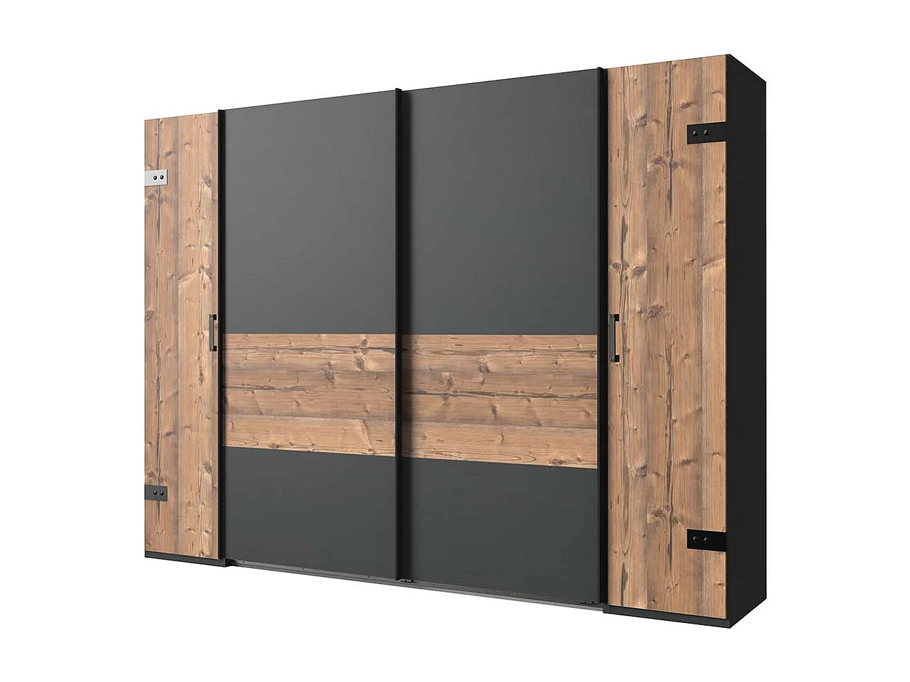 Schlafzimmerkleiderschrank Industrial mit Dreh- und Schiebetüren Made in Germany