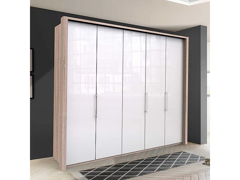 Premium Kleiderschrank in Weiß Eiche Sägerau