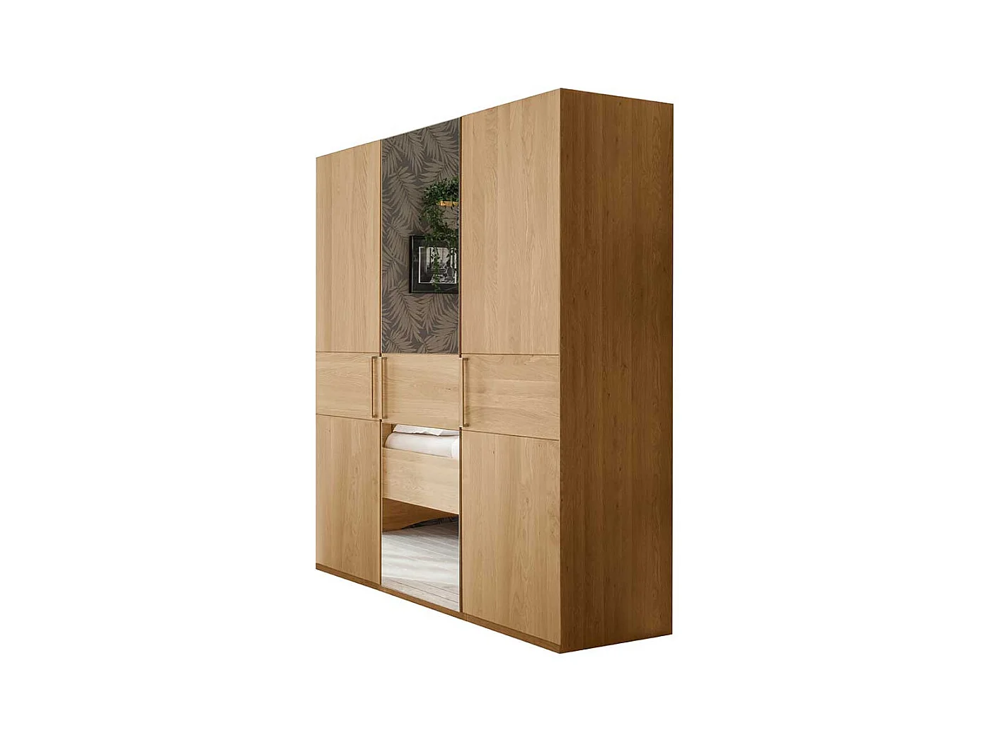 Drehtürschrank aus Eiche teilmassiv Spiegel