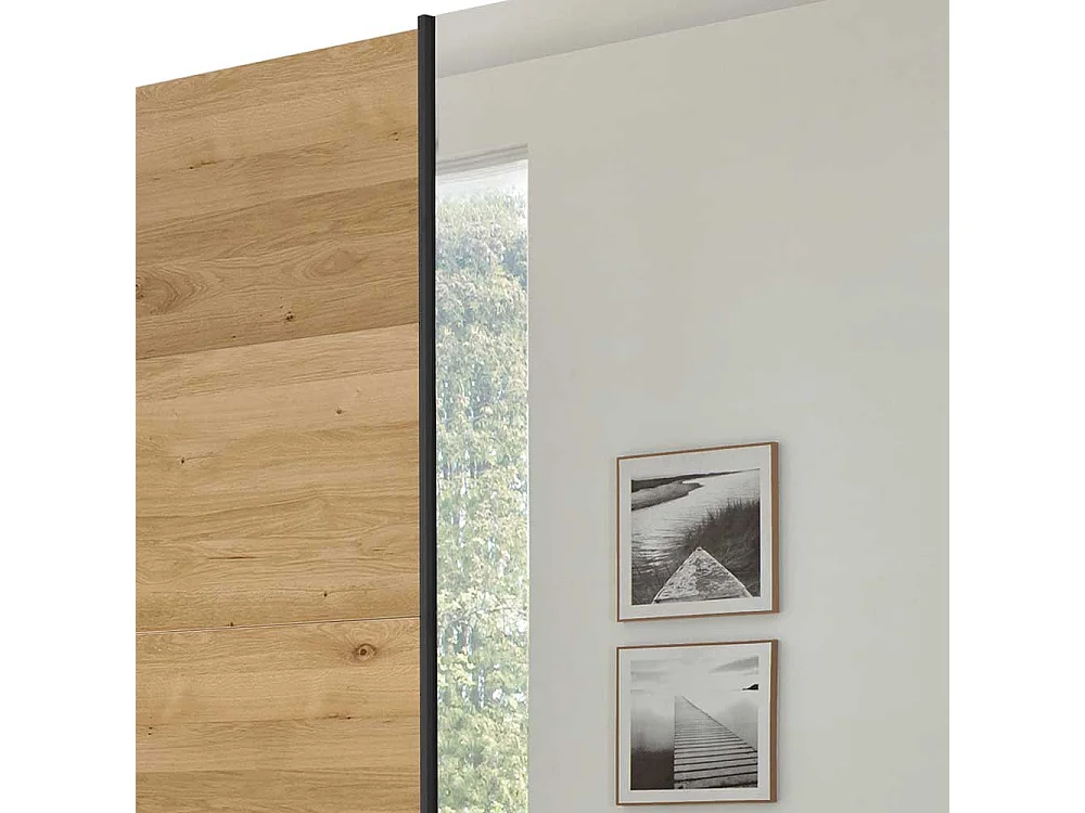 Schwebetürenschrank mit Spiegel im Industry und Loft Stil 300 cm breit