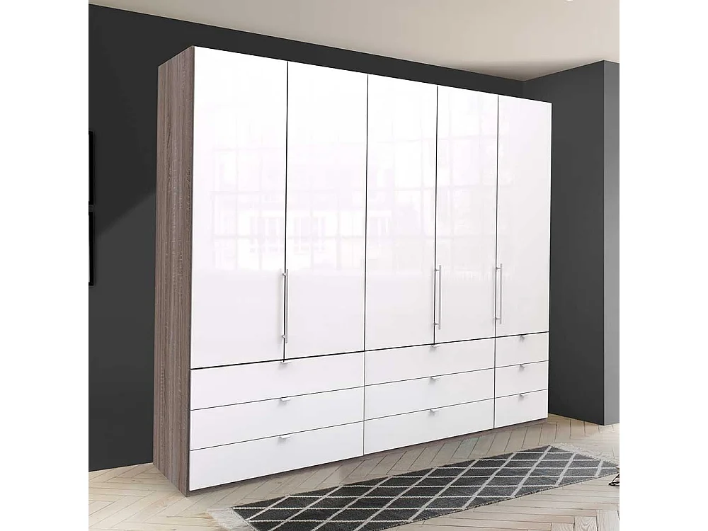 XL Schlafzimmerschrank in Weiß Eiche Trüffelfarben