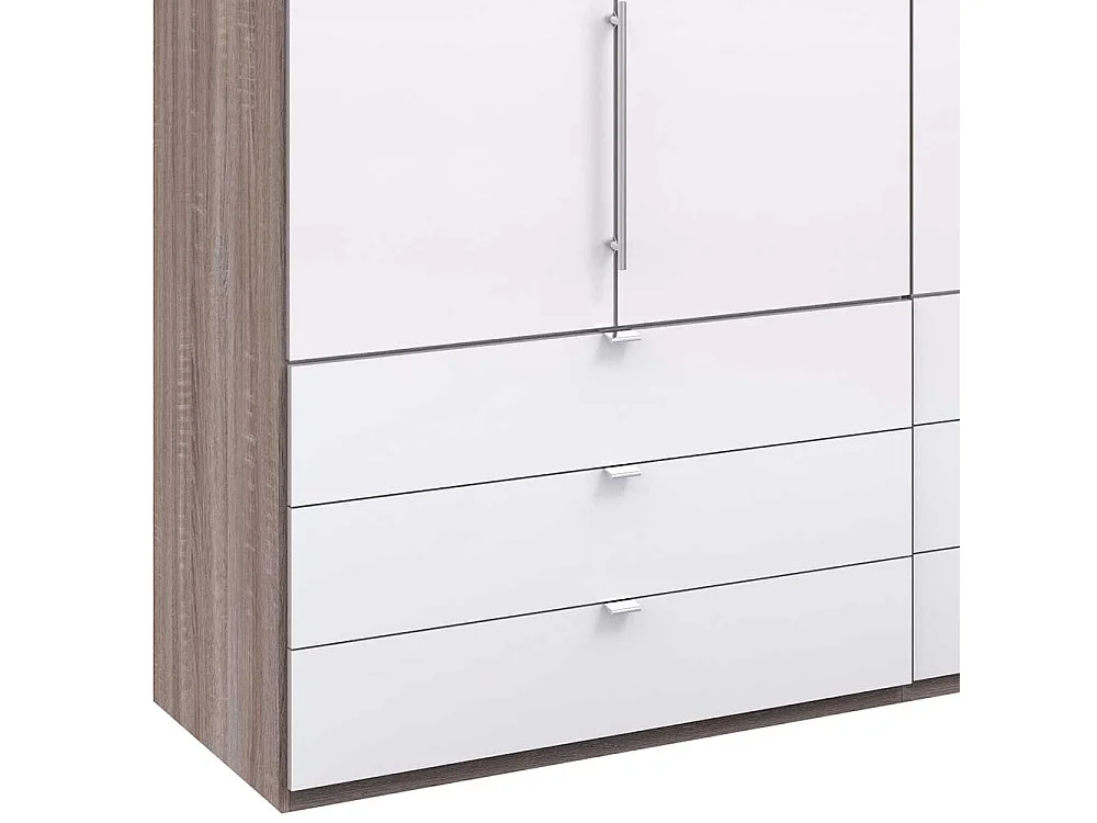 XL Schlafzimmerschrank in Weiß Eiche Trüffelfarben