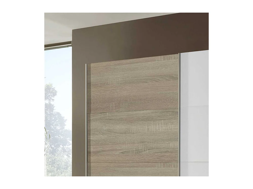 Schwebetürenschrank in Eiche Sägerau Weißglas
